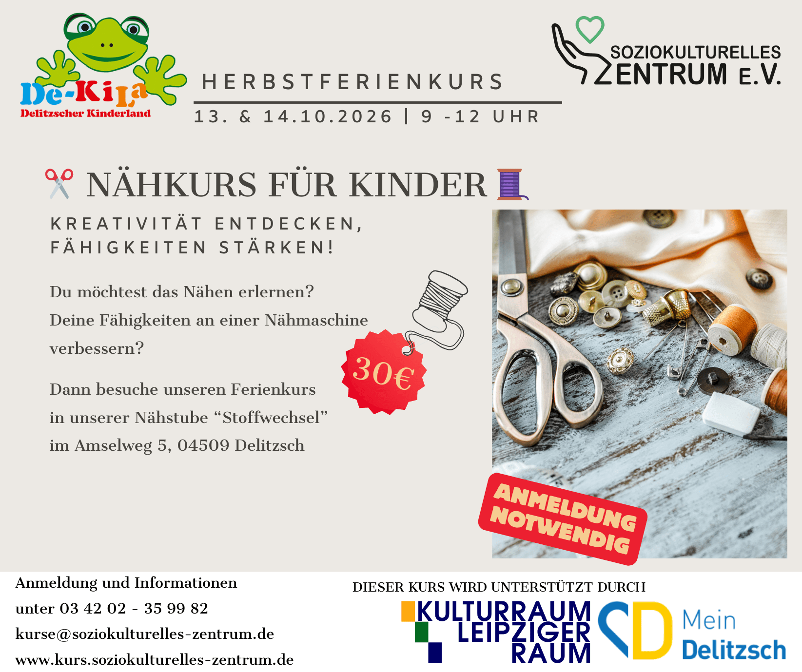 Nähkurs für Herbstferien